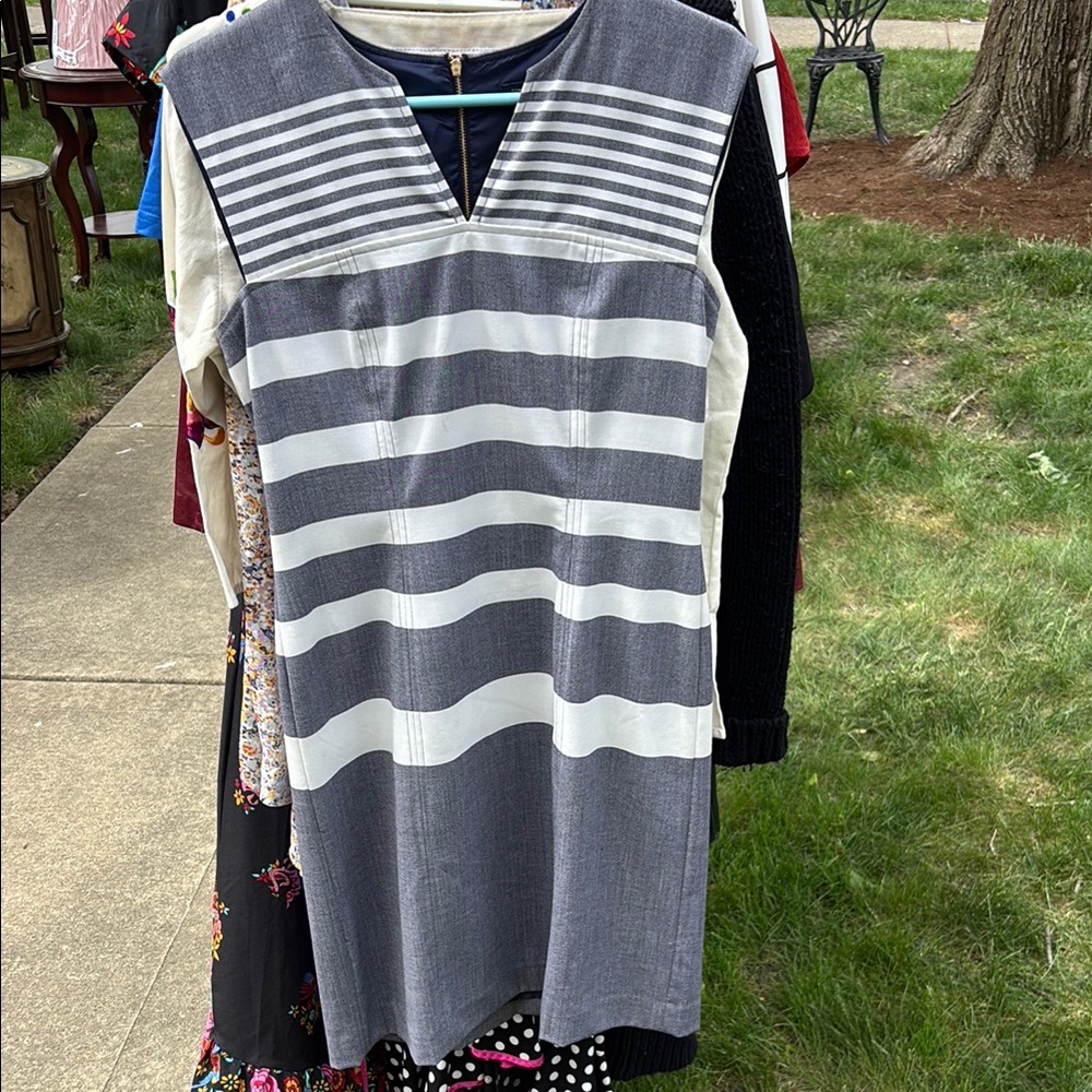 Tommy Hilfiger Gray and White Striped Dress